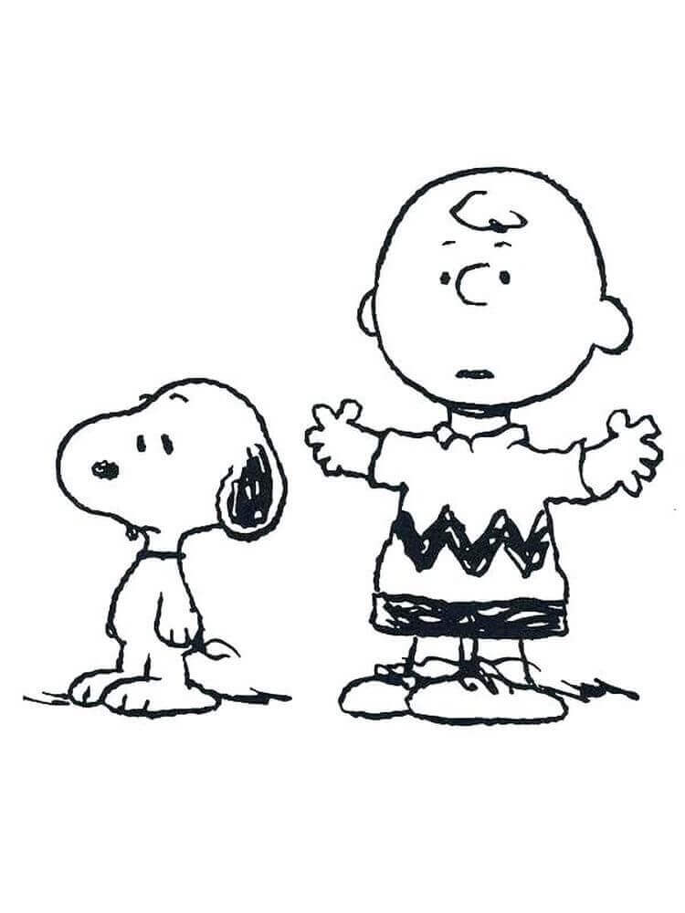 Dibujo de Snoopy y Charlie Brown para Colorear y Imprimir