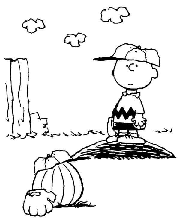 Dibujo de Solitario Charlie Brown para Colorear y Imprimir