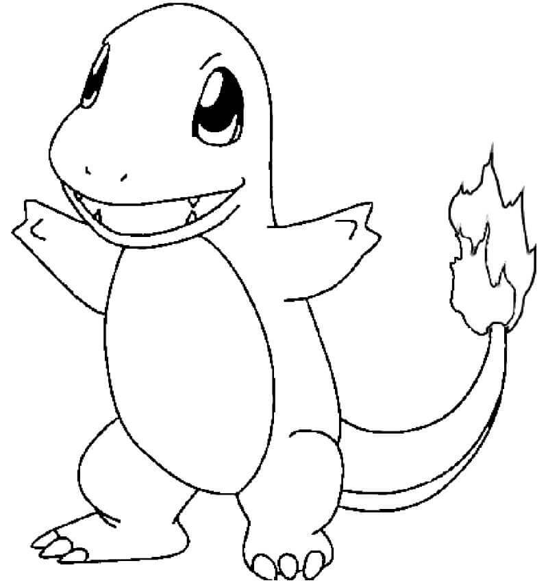 Dibujo de Adorable Charmander para Colorear y Imprimir