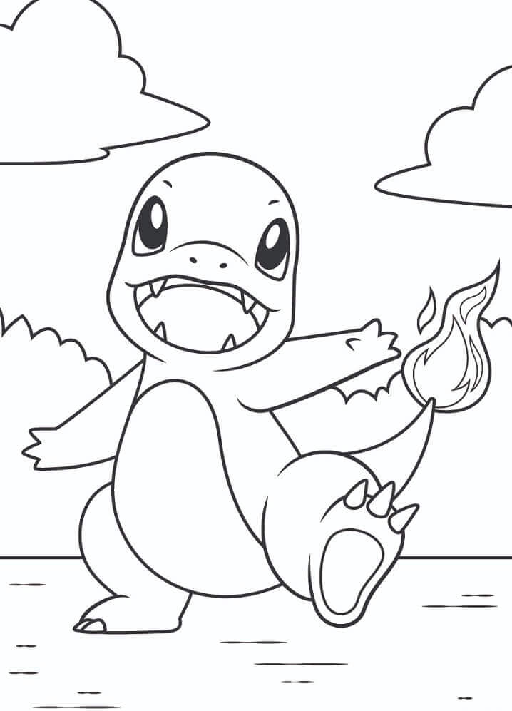 Dibujo de Charmander Divertido para Colorear y Imprimir