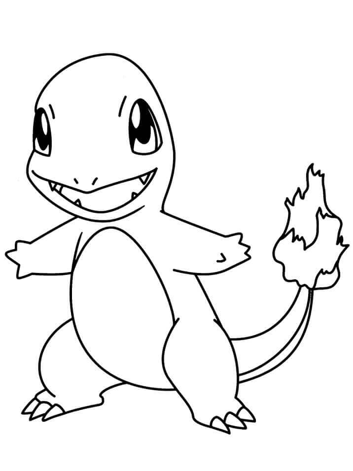 Dibujo de Charmander Sonriendo para Colorear y Imprimir
