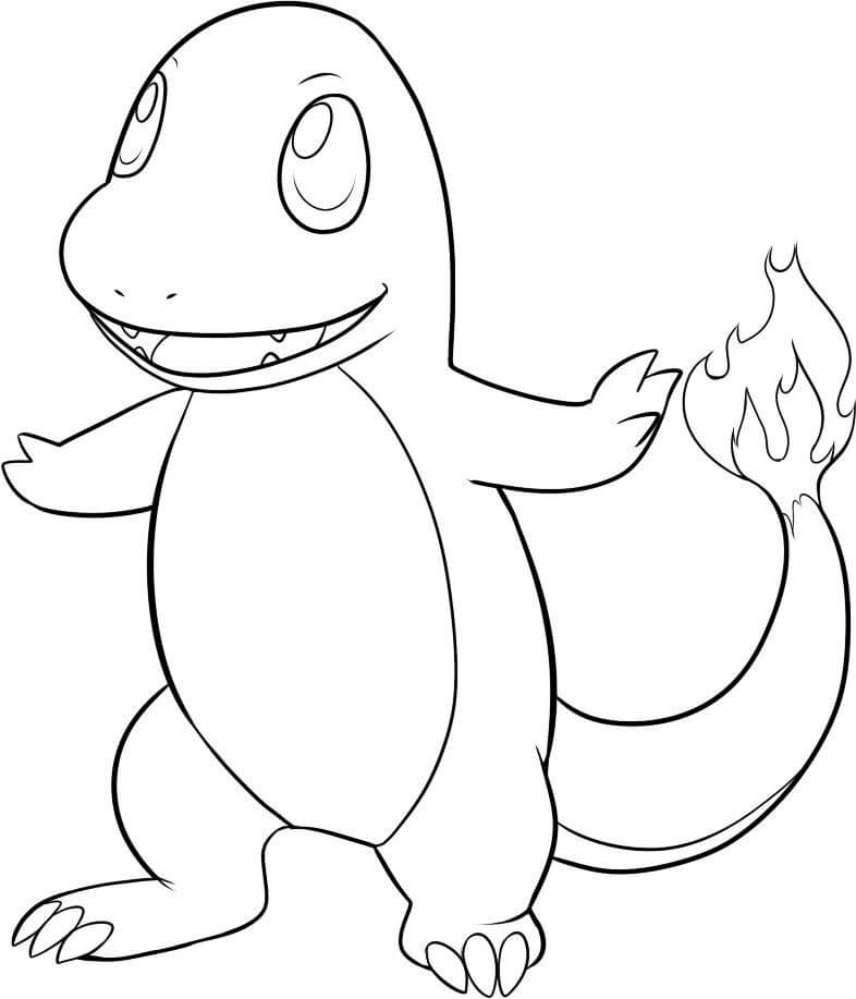 Dibujo de ¡Feliz Charmander para Colorear y Imprimir
