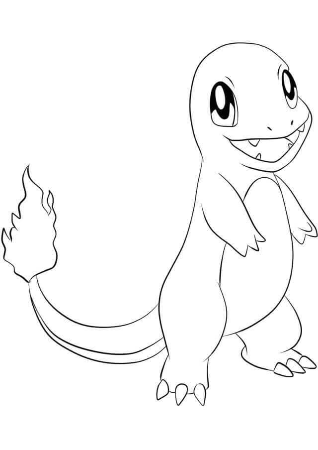 Dibujo de ¡Feliz Pokémon Charmander para Colorear y Imprimir