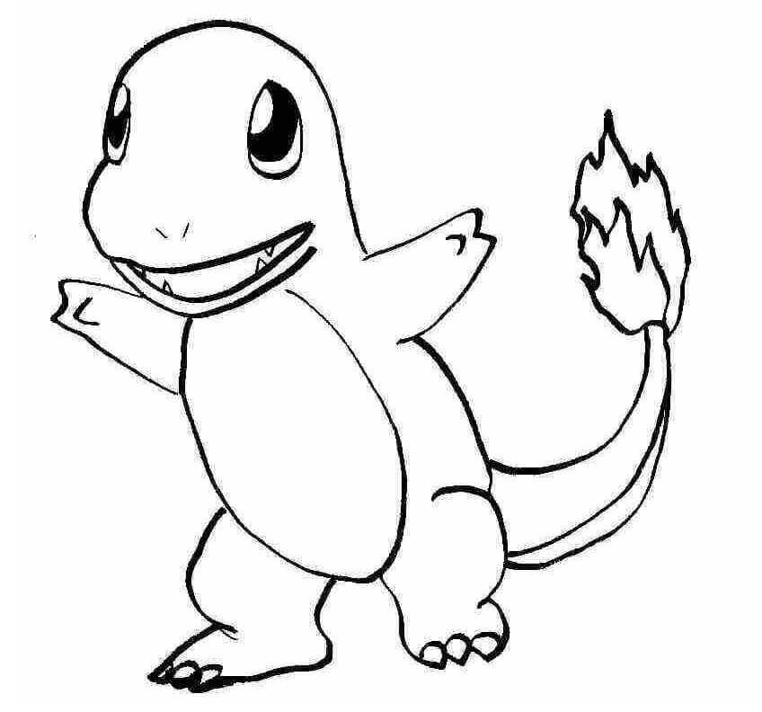 Dibujo de Kawaii Charmander para Colorear y Imprimir