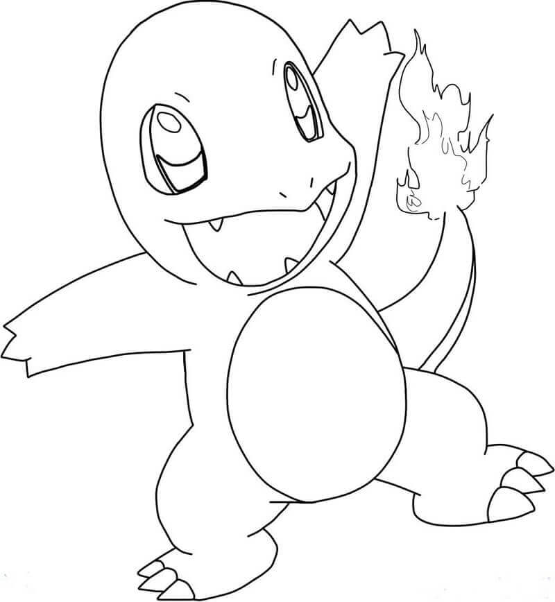 Dibujo de Pokémon Charmander 1 para Colorear y Imprimir