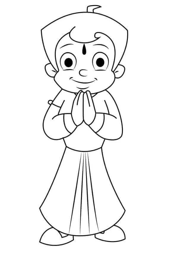 dibujo chhota bheem comiendo galleta para imprimir y colorear