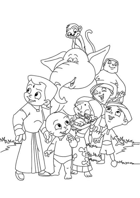 dibujo chhota bheem para imprimir y colorear