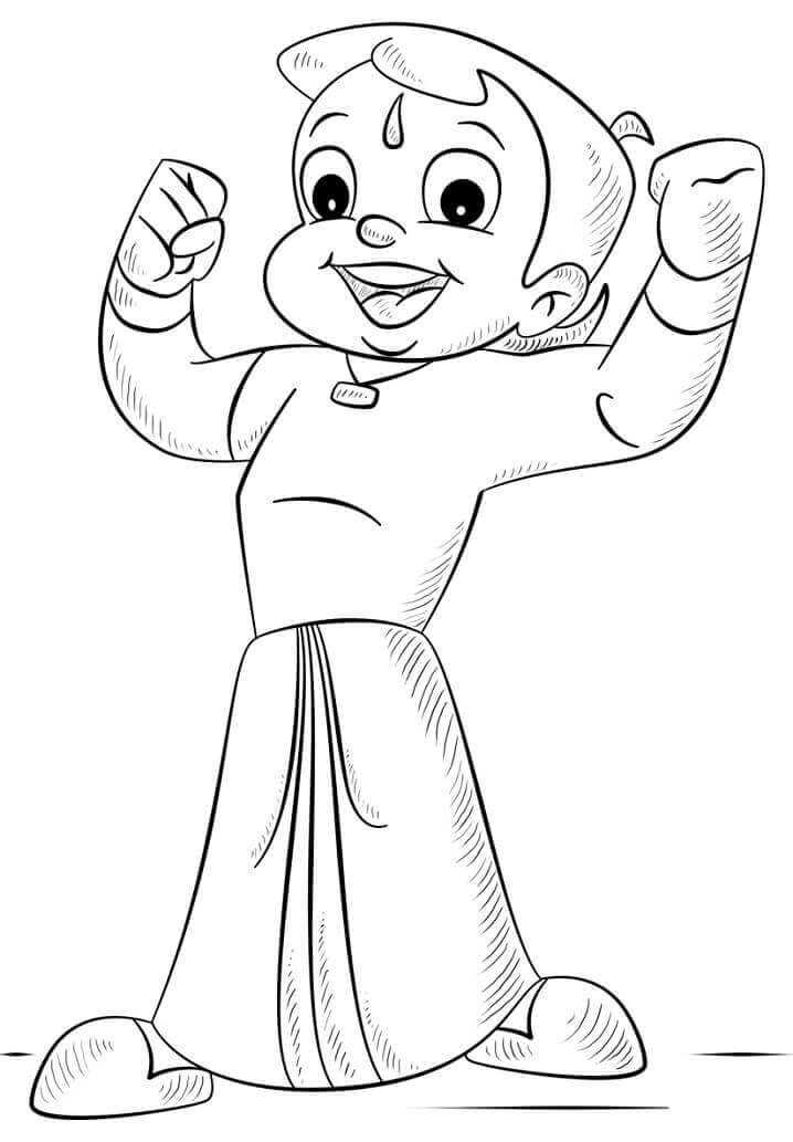 dibujo chhota bheem y amigo divertido para imprimir y colorear