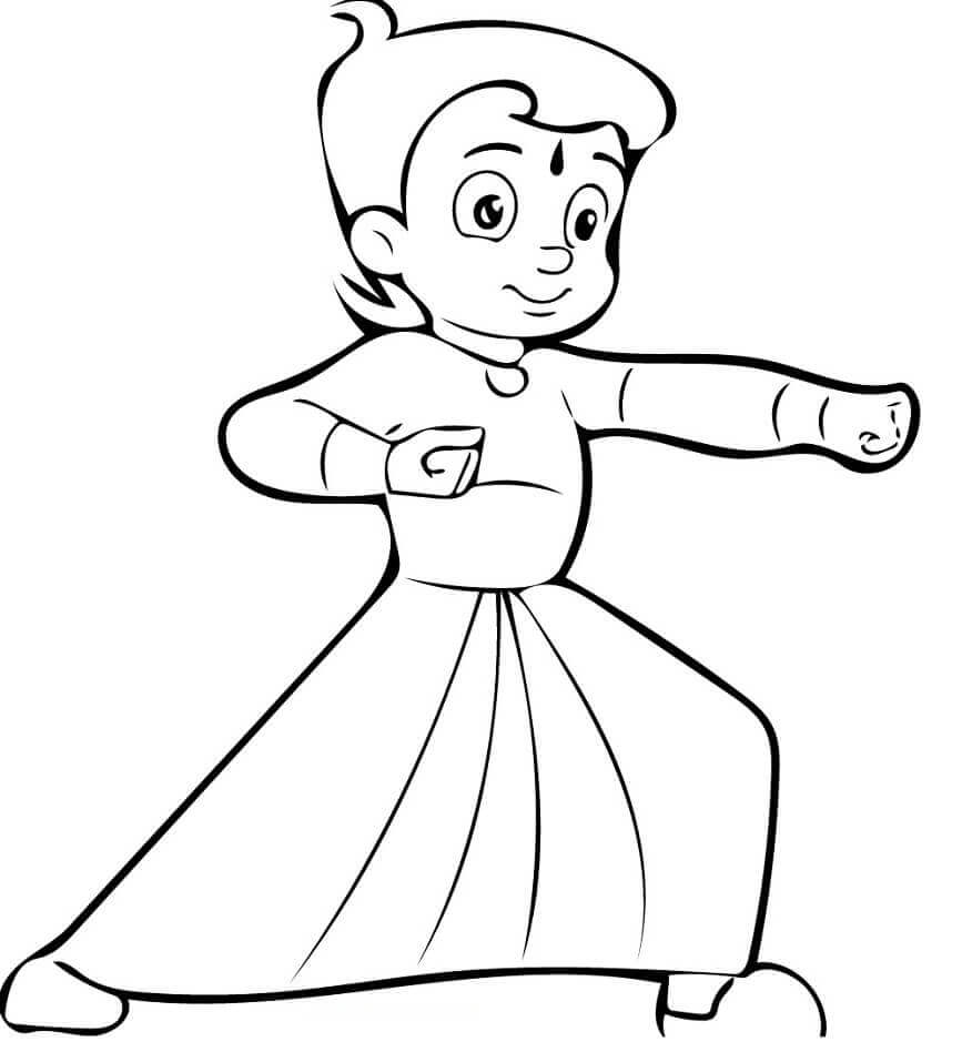 Dibujo de Entrenamiento Chhota Bheem para Colorear y Imprimir