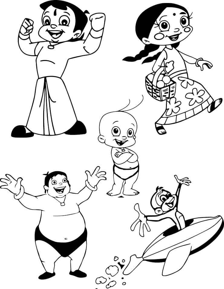 dibujo personajes de chhota bheem sonriendo para imprimir y colorear