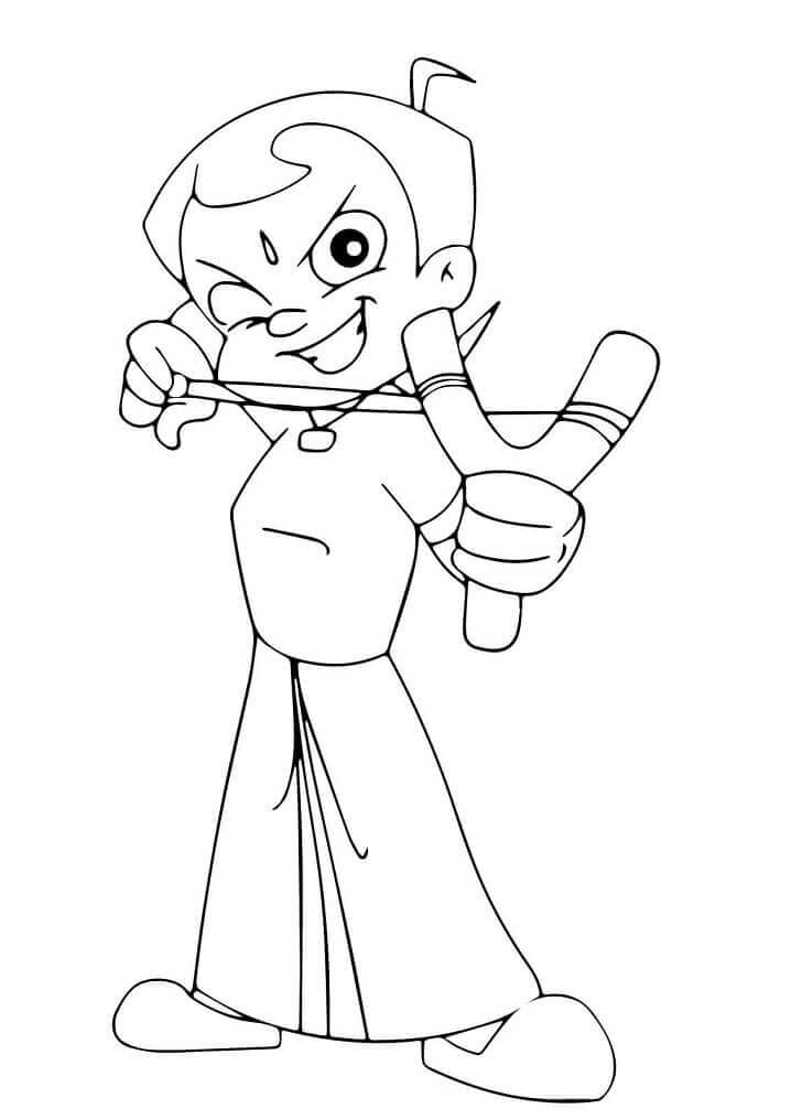 dibujo tiro de honda de disparo de chhota bheem para imprimir y colorear