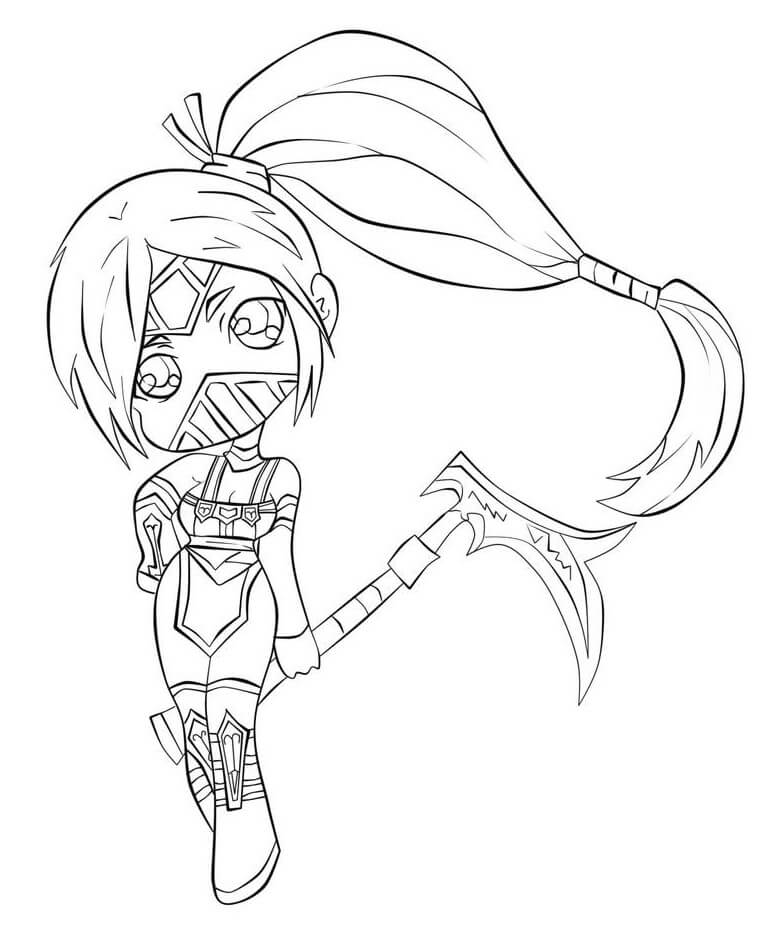 Dibujo de Chibi Akali para Colorear y Imprimir