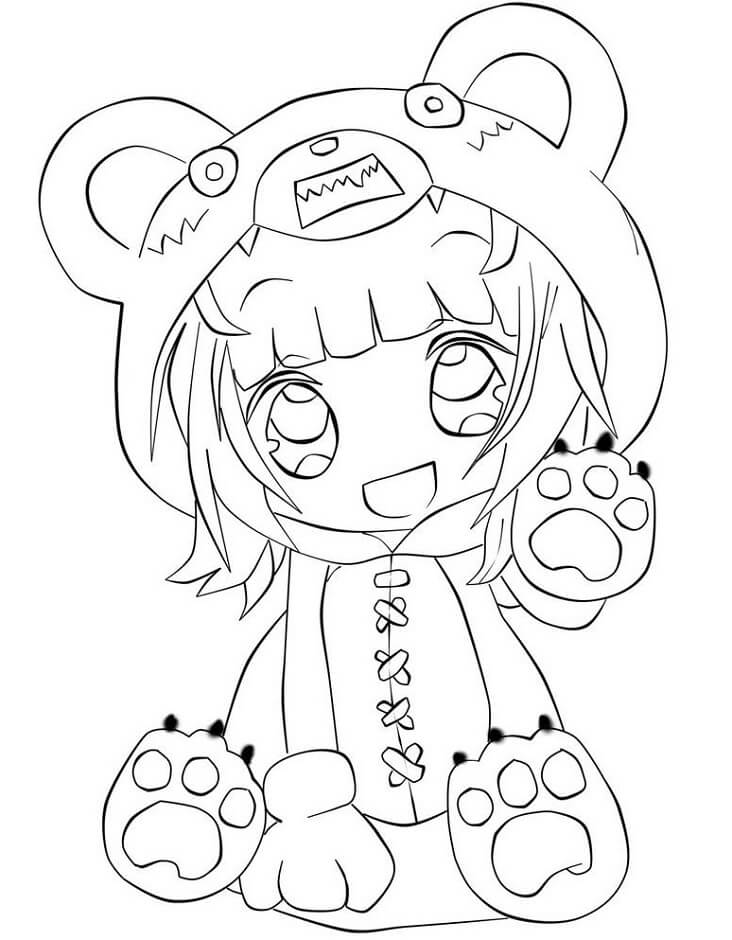 Dibujo de Chibi Annie para Colorear y Imprimir