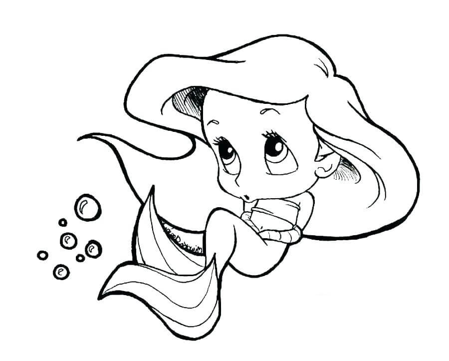 Dibujo de Chibi Ariel para Colorear y Imprimir