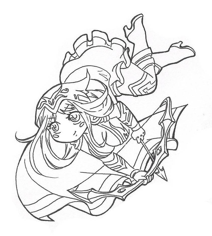 Dibujo de Chibi Ashe para Colorear y Imprimir