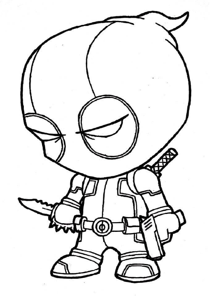 Dibujo de Chibi Deadpool para Colorear y Imprimir
