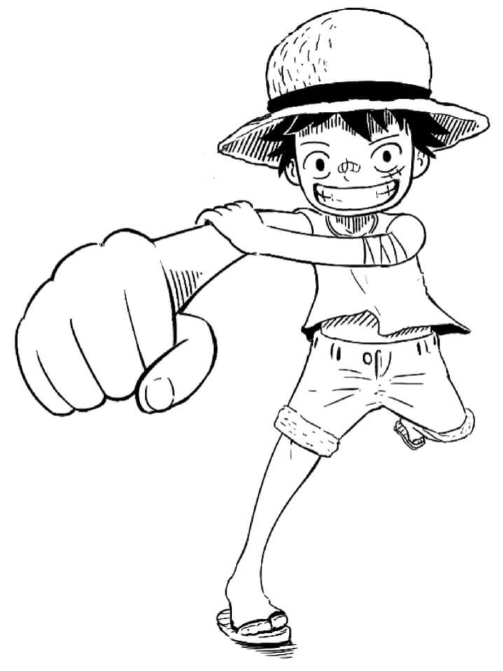 Dibujo de Chibi Divertido Luffy para Colorear y Imprimir