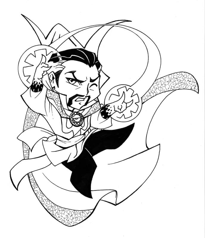 Dibujo de Chibi Doctor Strange para Colorear y Imprimir