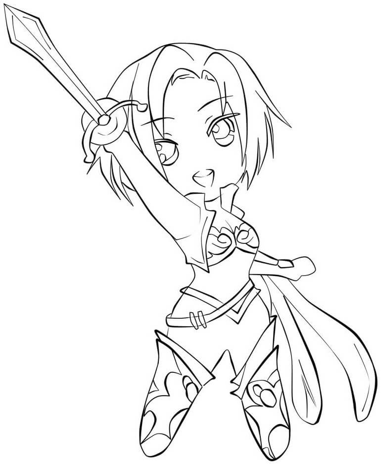 Dibujo de Chibi Fiora para Colorear y Imprimir