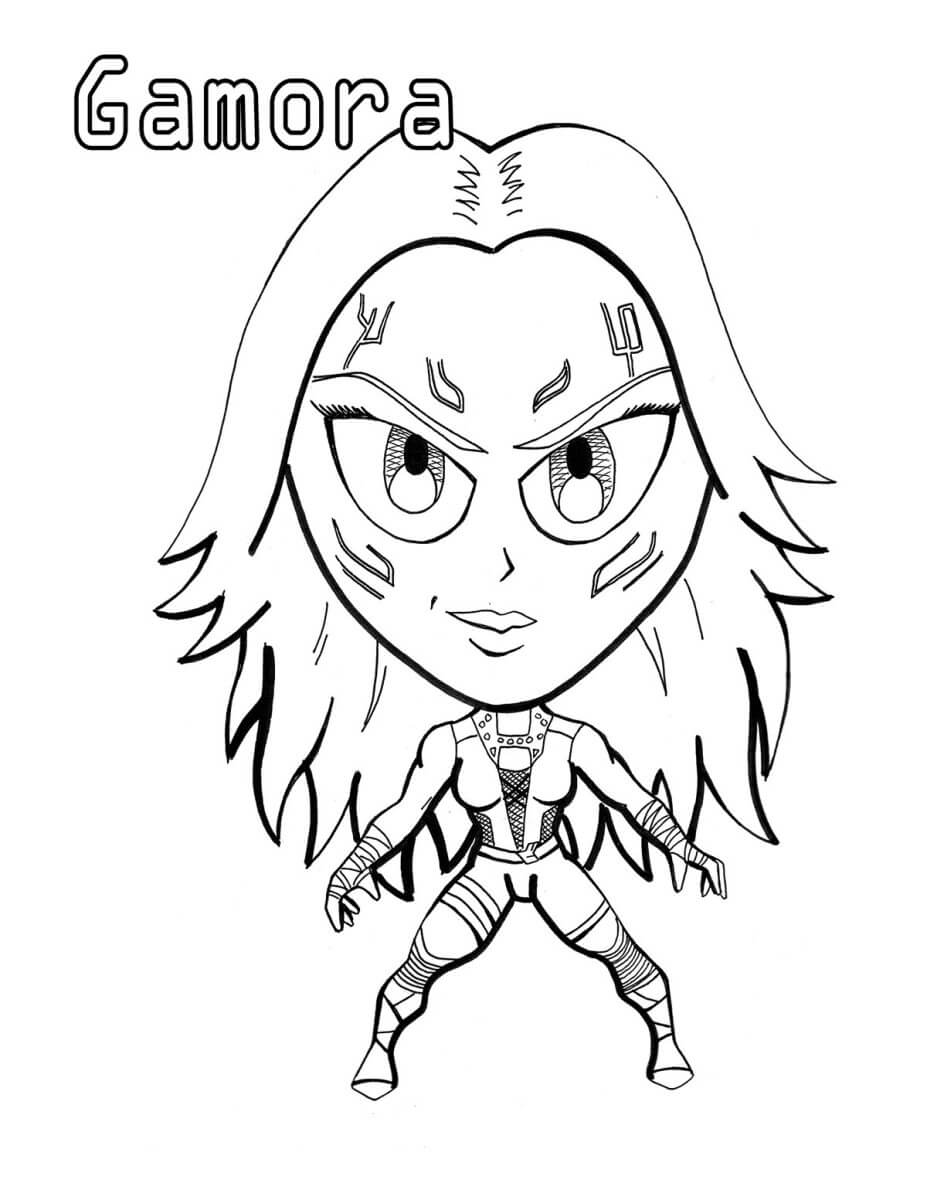 Dibujo de Chibi Gamora para Colorear y Imprimir