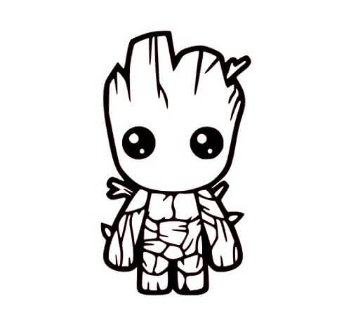 Dibujo de Chibi Groot para Colorear y Imprimir
