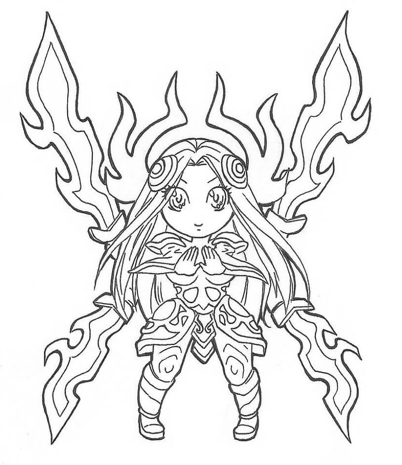 Dibujo de Chibi Irelia para Colorear y Imprimir