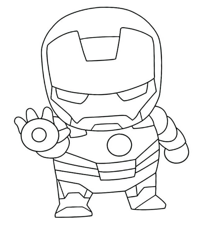 Dibujo de Chibi Iron Man Luchando para Colorear y Imprimir