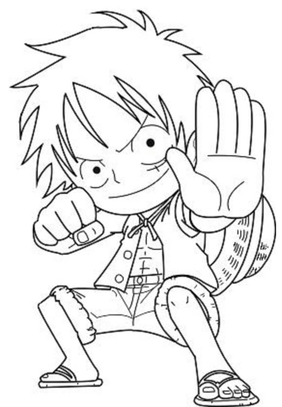 Dibujo de Chibi Luffy para Colorear y Imprimir