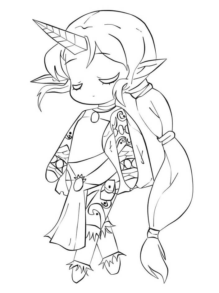 Dibujo de Chibi Soraka para Colorear y Imprimir