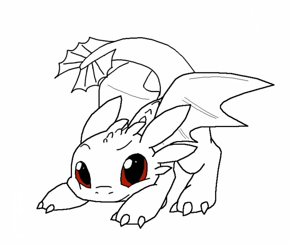 Dibujo de Chibi Toothless para Colorear y Imprimir
