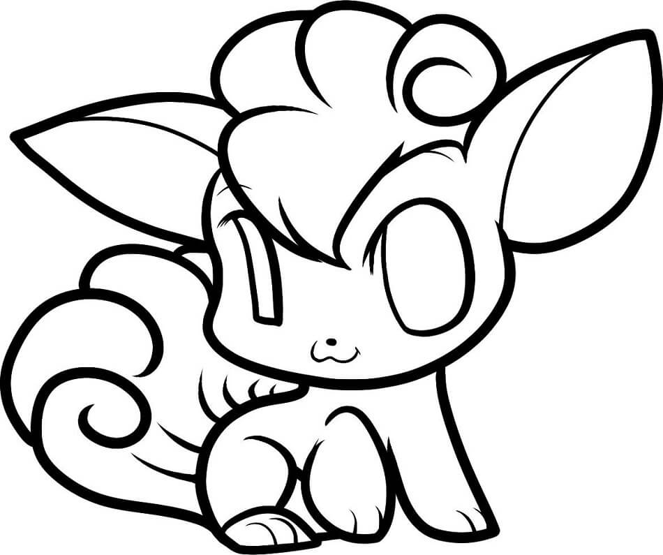 Dibujo de Chibi Vulpix Pokémon para Colorear y Imprimir