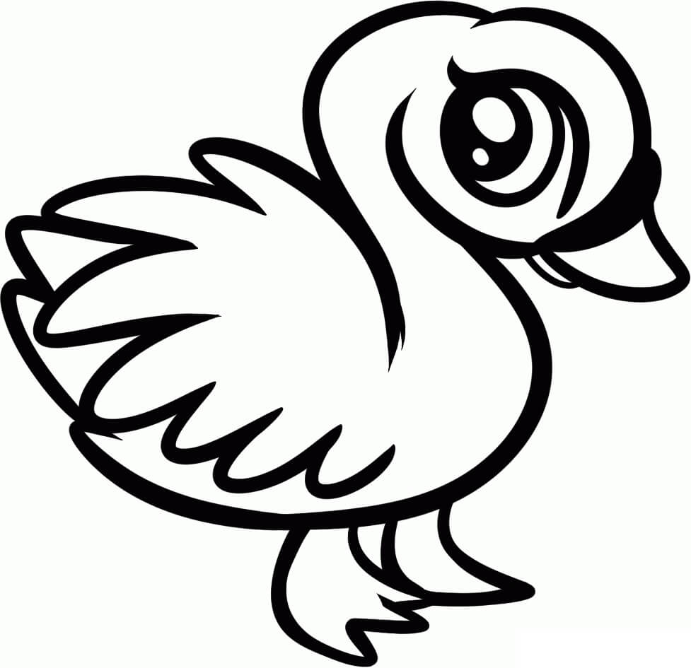 Dibujo de Cisne Chibi 1 para Colorear y Imprimir