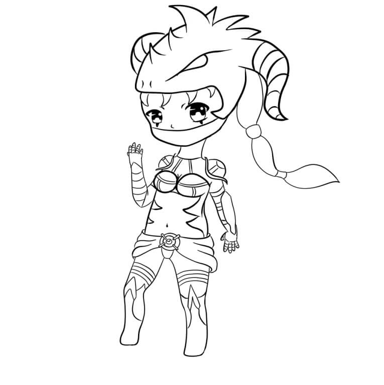 Dibujo de Dragonslayer Vayne Chibi para Colorear y Imprimir