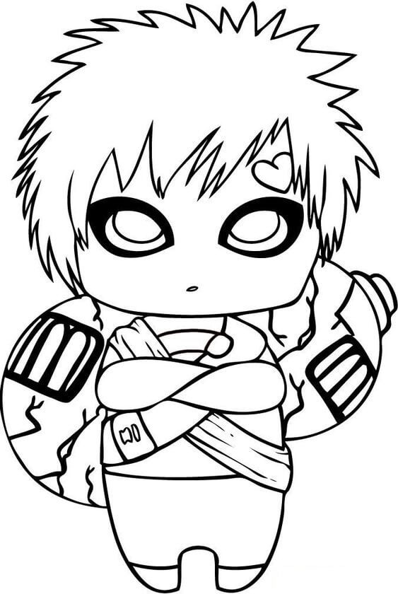 Dibujo de Gaara Chibi para Colorear y Imprimir
