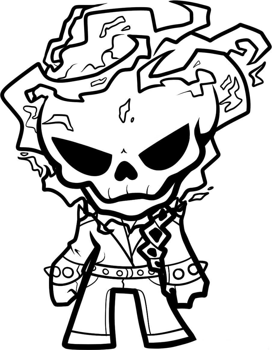 Dibujo de Jinete Fantasma Chibi para Colorear y Imprimir