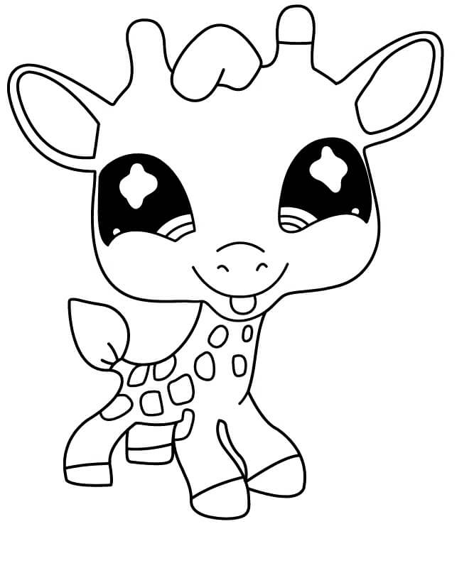 Dibujo de Jirafa Chibi para Colorear y Imprimir