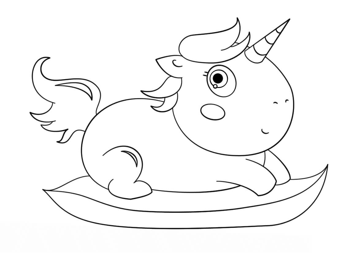 Dibujo de Lindo Unicornio Gordo En Hoja para Colorear y Imprimir