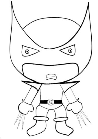 Dibujo de Lobezno Chibi 2 para Colorear y Imprimir