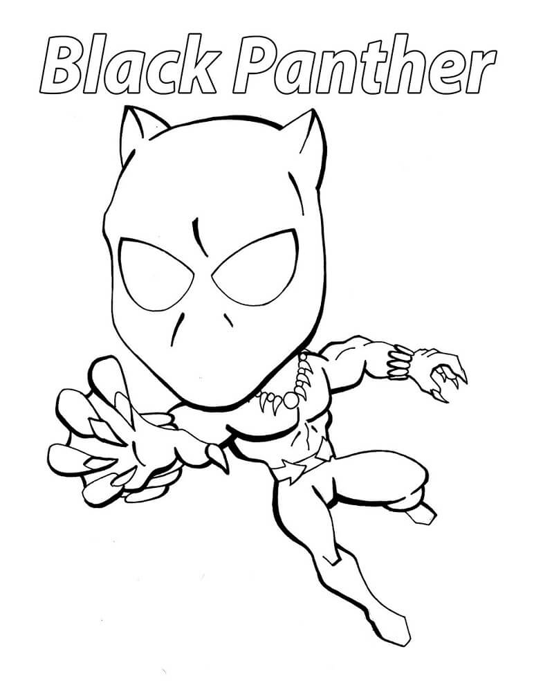 Dibujo de Pantera Negra Chibi para Colorear y Imprimir