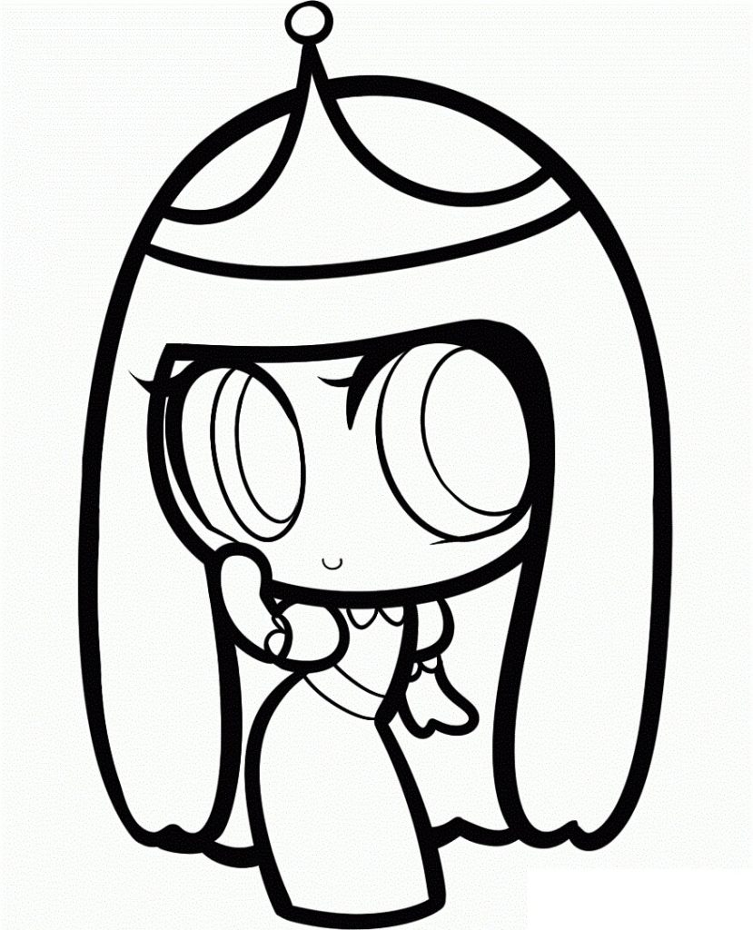 Dibujo de Preciosa Princesa Chibi Bubblegum para Colorear y Imprimir