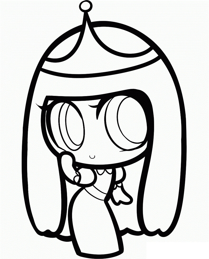 Dibujo de Preciosa Princesa Chibi Bubblegum para Colorear y Imprimir