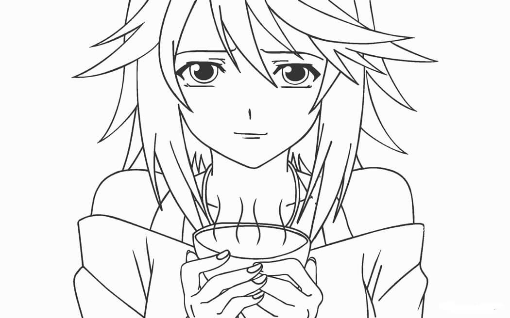 Dibujo de Cara de Chica Anime para Colorear y Imprimir