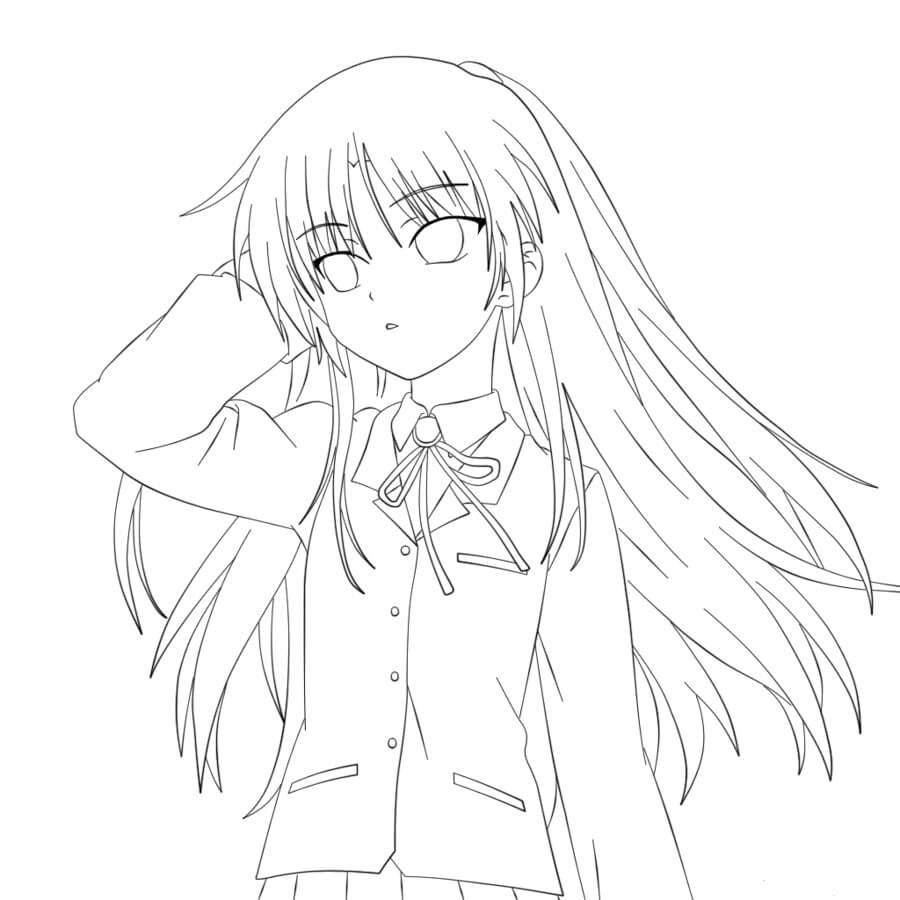 Dibujo de Chica Anime Guay para Colorear y Imprimir