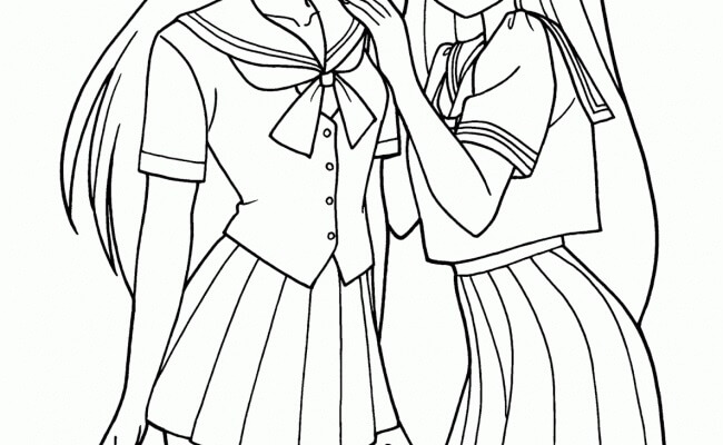 Dibujo de Cuerpo dos Chica Anime para Colorear y Imprimir