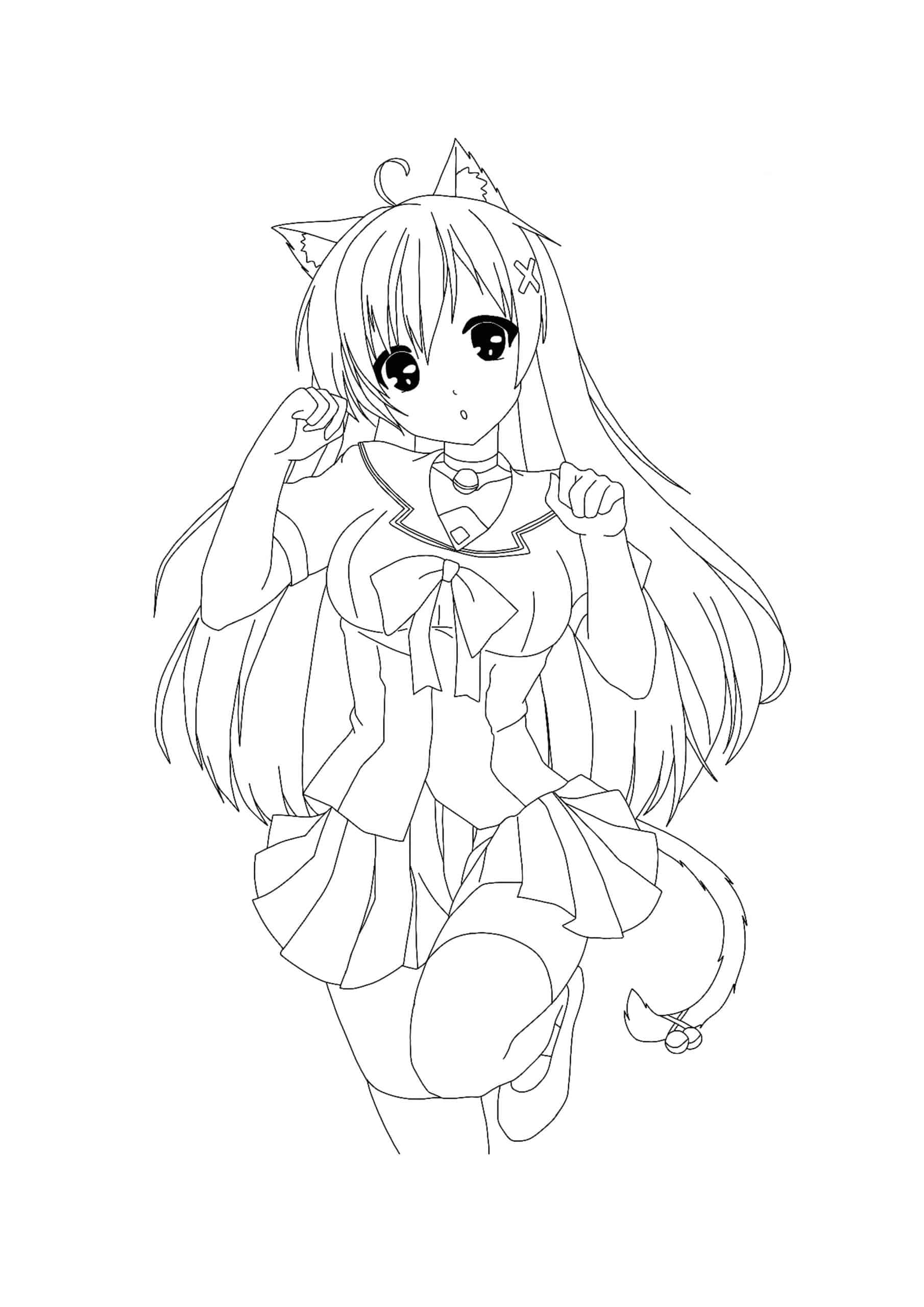 Dibujo de Linda Anime Chica para Colorear y Imprimir