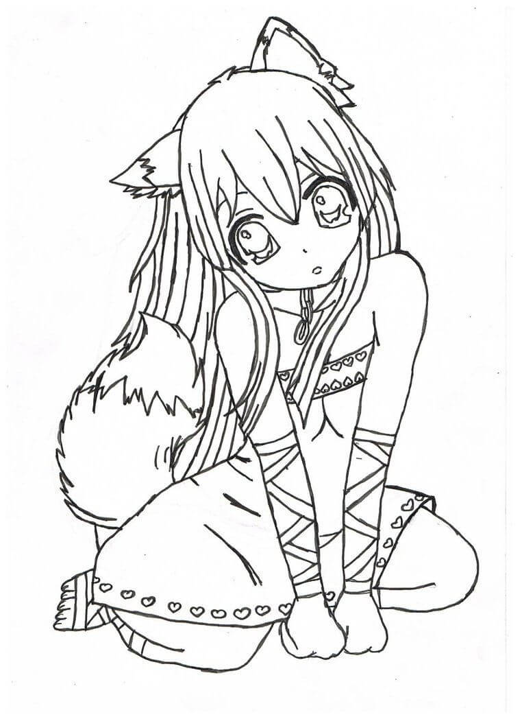 Dibujo de Loli Sentado para Colorear y Imprimir