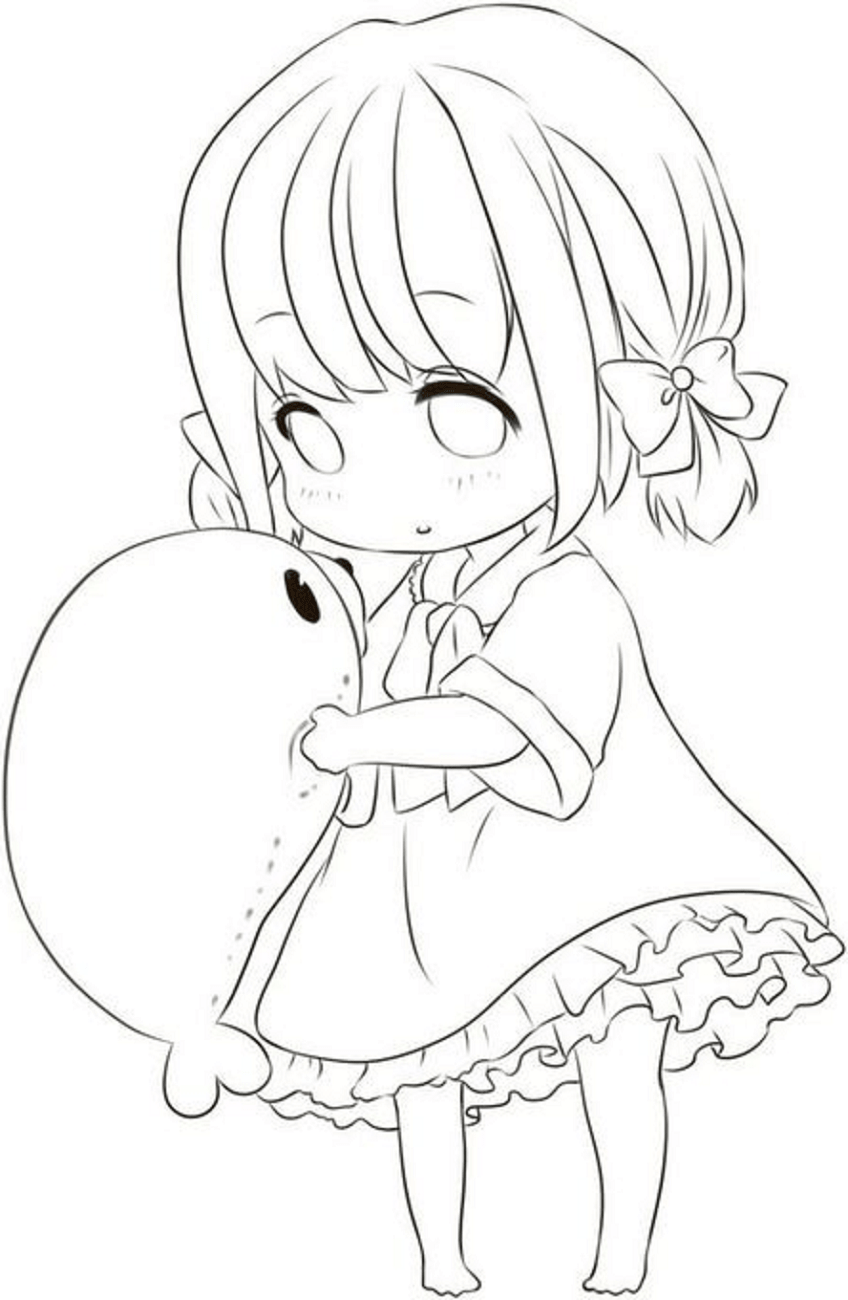 Dibujo de Niña Anime para Colorear y Imprimir