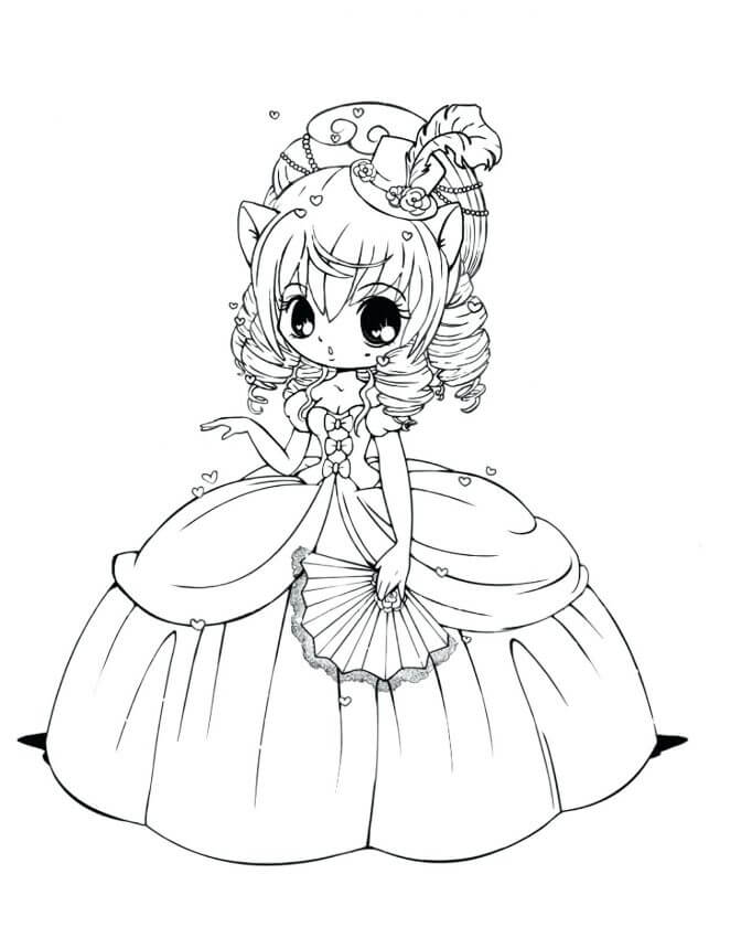 Dibujo de Princesa Anime para Colorear y Imprimir