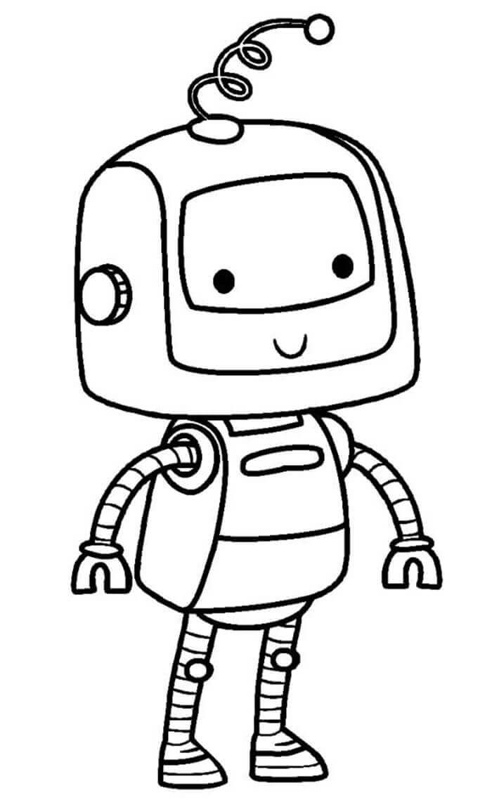 Dibujo de Chico Lindo Robot Sonriendo para Colorear y Imprimir