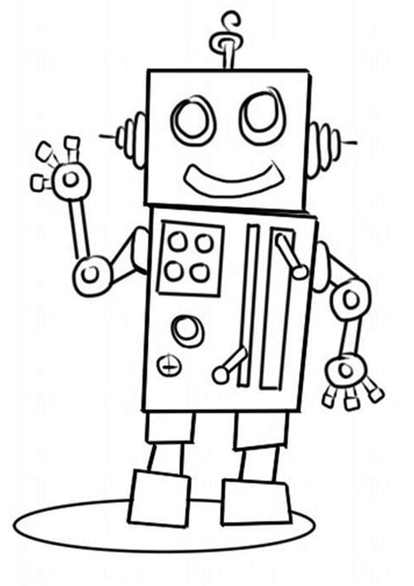 Dibujo de Chico Robot Fácil para Colorear y Imprimir